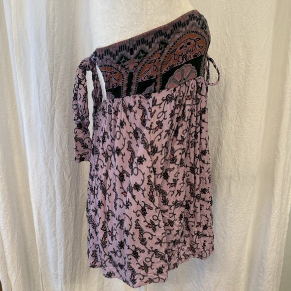Free People Elowen Strapless Printed Romper Purple Lavender Fields XS - Picture 4 of 11